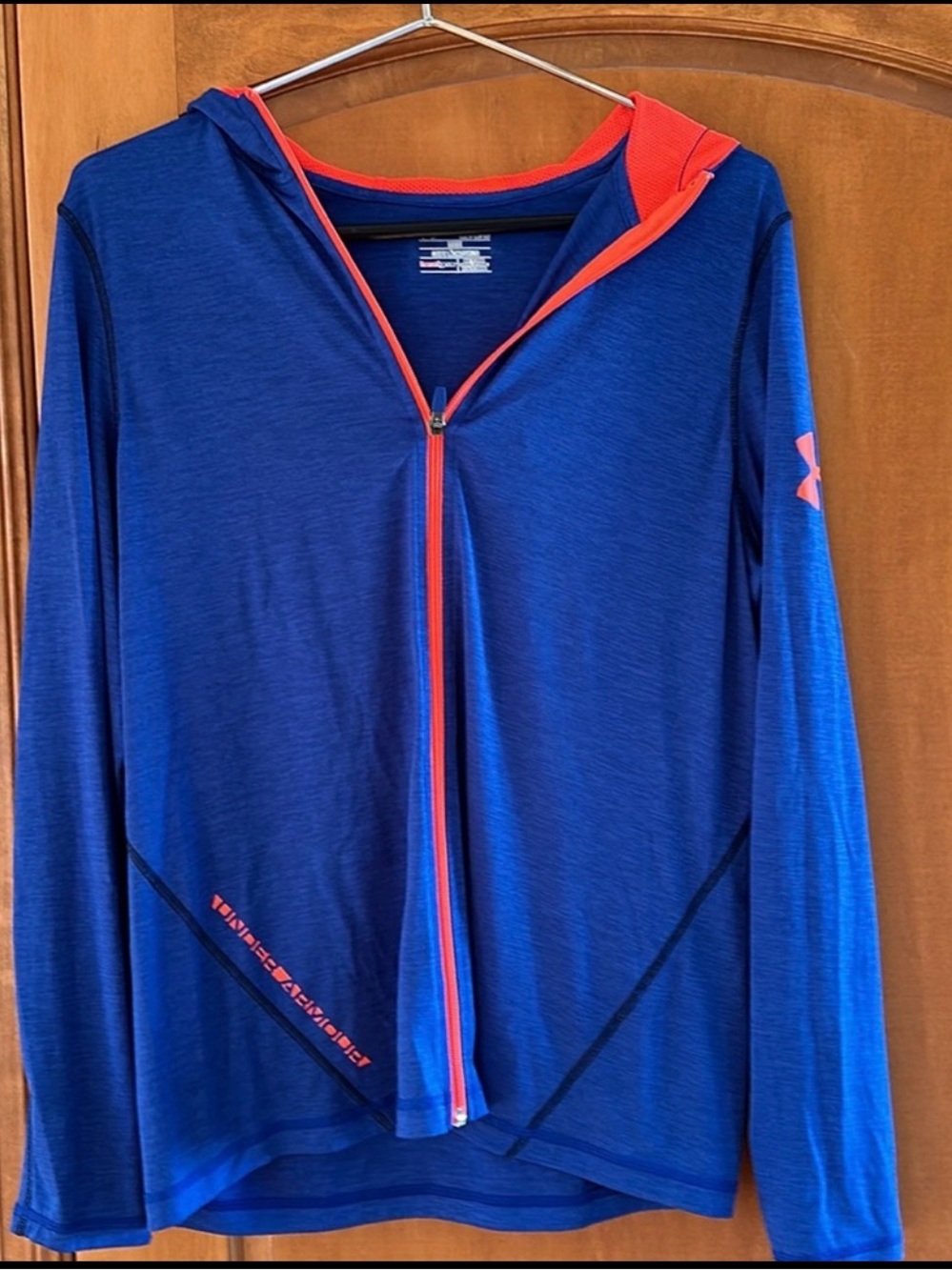 Under Armour HeatGear Mens Size Medium Blue Orange Full Zip Lightweight Hoodie 🪐